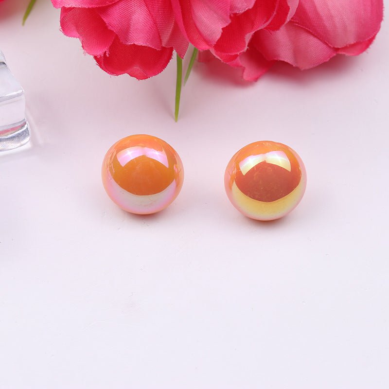 Glossy Candy-colored Round Acrylic Earrings-Jewearrings