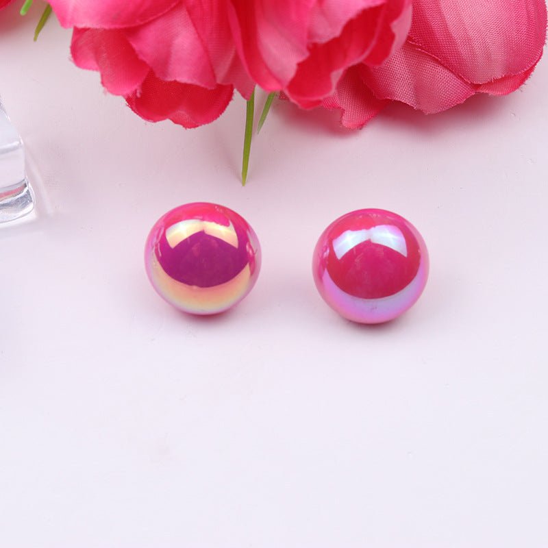 Glossy Candy-colored Round Acrylic Earrings-Jewearrings