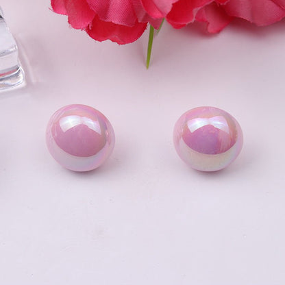 Glossy Candy-colored Round Acrylic Earrings-Jewearrings