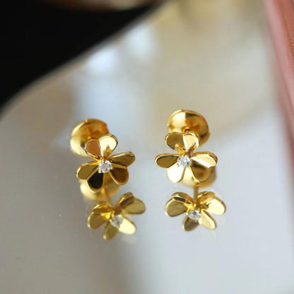 Glossy Clover Flower Small Stud Earrings Fashion-Jewearrings