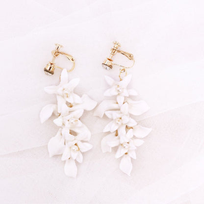 Gold And Silver Dual Color Ceramic Flower Earrings-Jewearrings