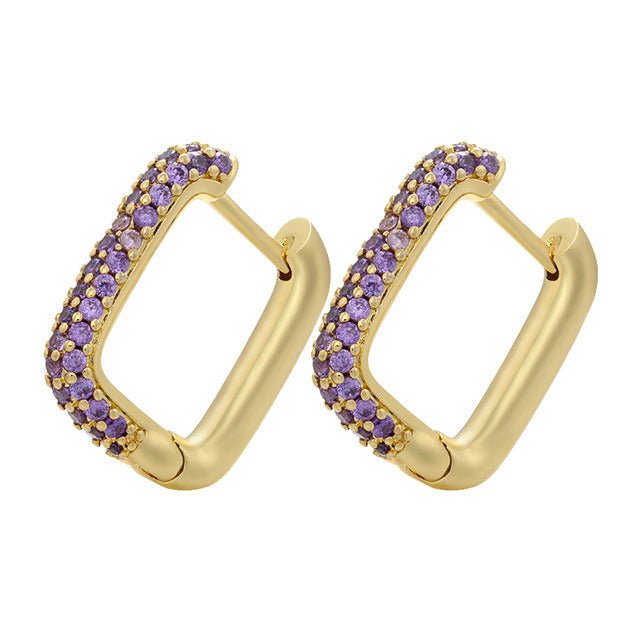 Gold And Silver Small Hoop Crystal Women's Rainbow Earrings Fashion Jewelry Batch-Jewearrings