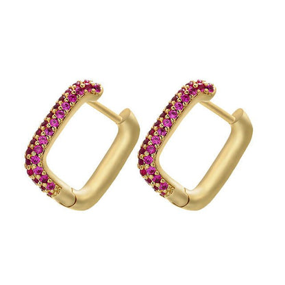 Gold And Silver Small Hoop Crystal Women's Rainbow Earrings Fashion Jewelry Batch-Jewearrings