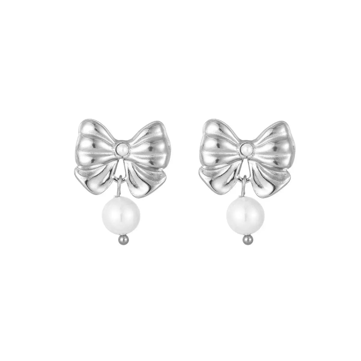 Gold Bow Earrings | Classic & Elegant Pearl Design-Jewearrings