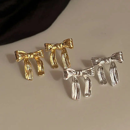 Gold Bow Earrings | Cute & Dainty Niche Normcore Style-Jewearrings