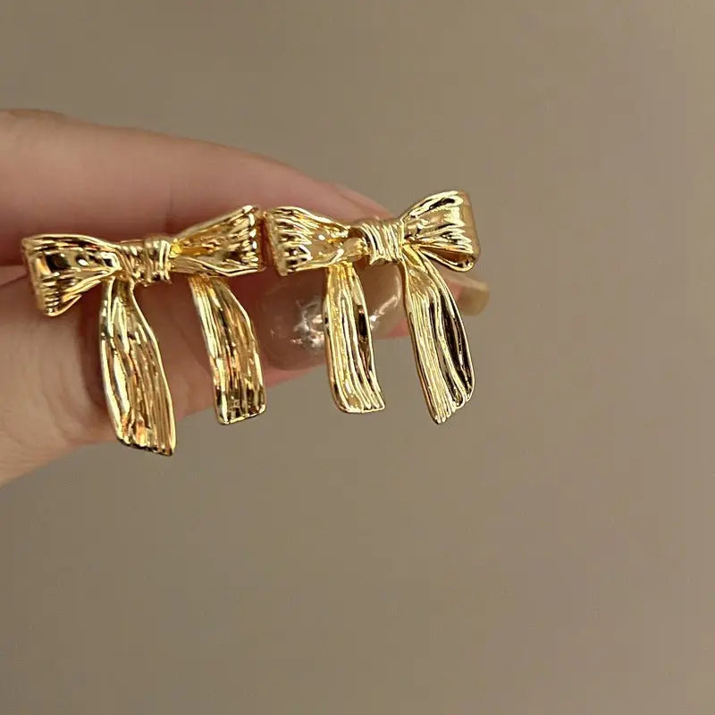 Gold Bow Earrings | Cute & Dainty Niche Normcore Style-Jewearrings