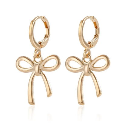 Gold Bow Earrings for Women - Geometric Design-Jewearrings