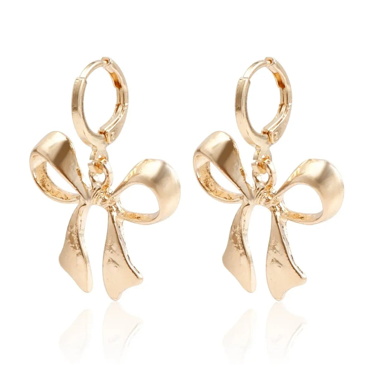 Gold Bow Earrings for Women - Geometric Design-Jewearrings