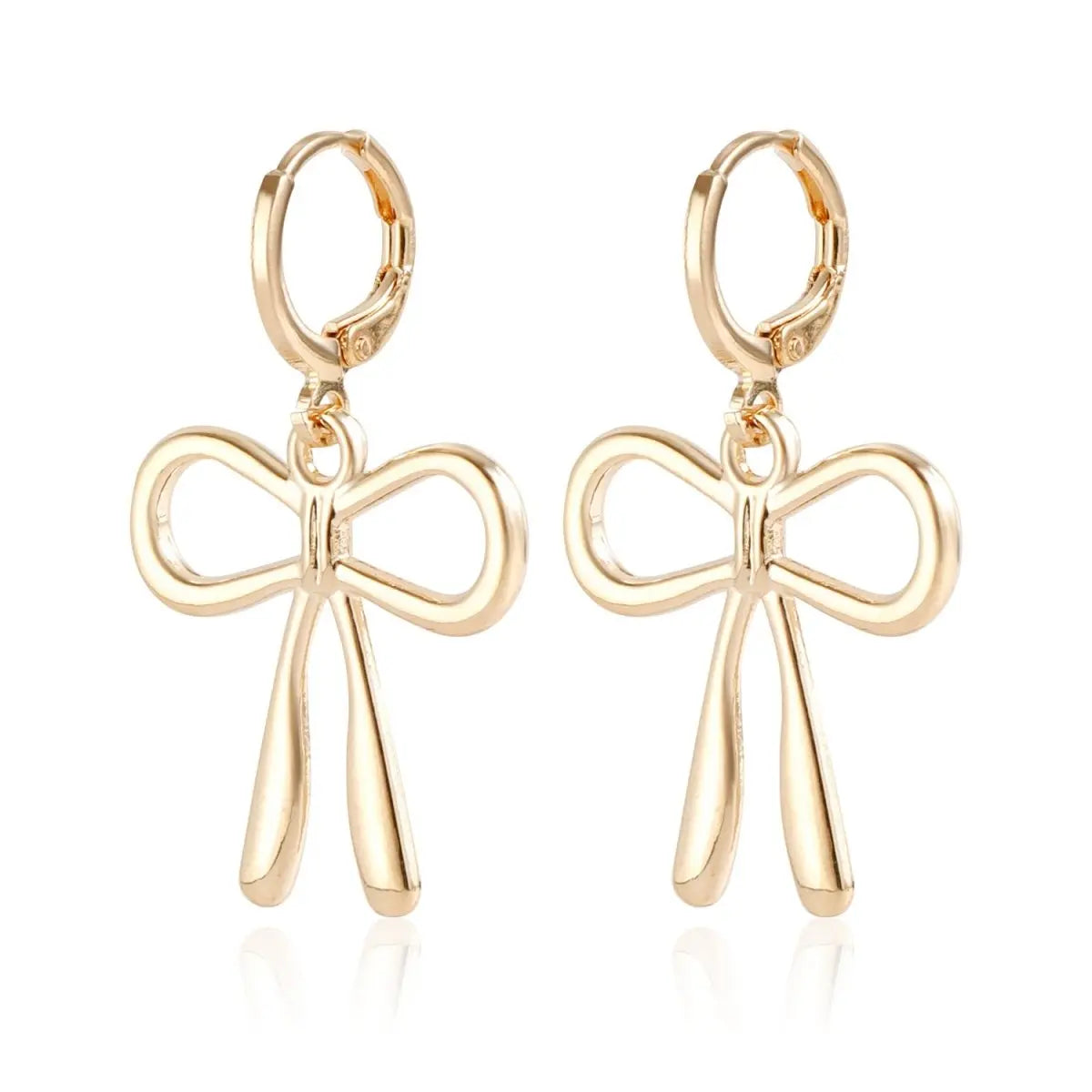 Gold Bow Earrings for Women - Geometric Design-Jewearrings