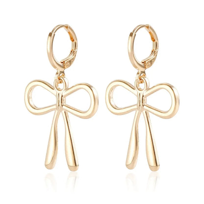 Gold Bow Earrings for Women - Geometric Design-Jewearrings