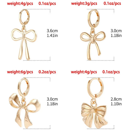 Gold Bow Earrings for Women - Geometric Design-Jewearrings