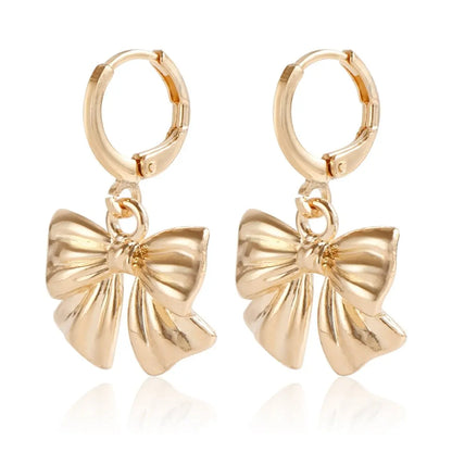 Gold Bow Earrings for Women - Geometric Design-Jewearrings