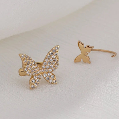 Gold Bow Earrings | Micro-zircon Clip-On Earrings for Women-Jewearrings