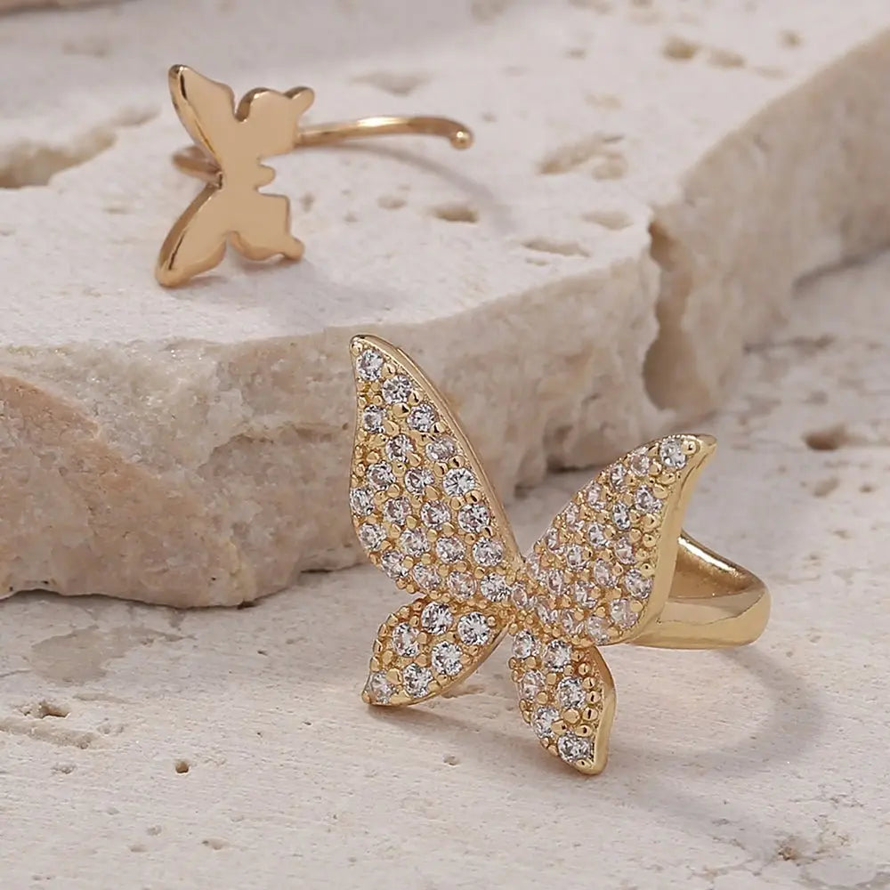 Gold Bow Earrings | Micro-zircon Clip-On Earrings for Women-Jewearrings