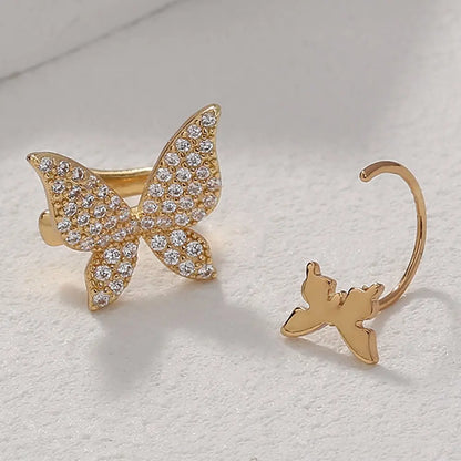 Gold Bow Earrings | Micro-zircon Clip-On Earrings for Women-Jewearrings