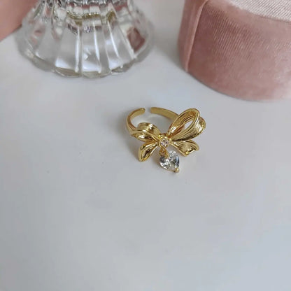 Gold Bow Earrings & Necklace Set - Vintage Princess Jewelry-Jewearrings