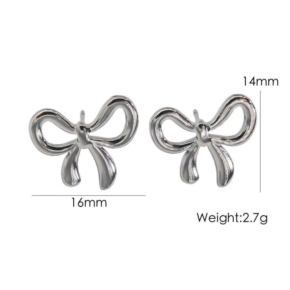 Gold Bow Earrings Set - Stainless Steel 14K Gold Plated-Jewearrings