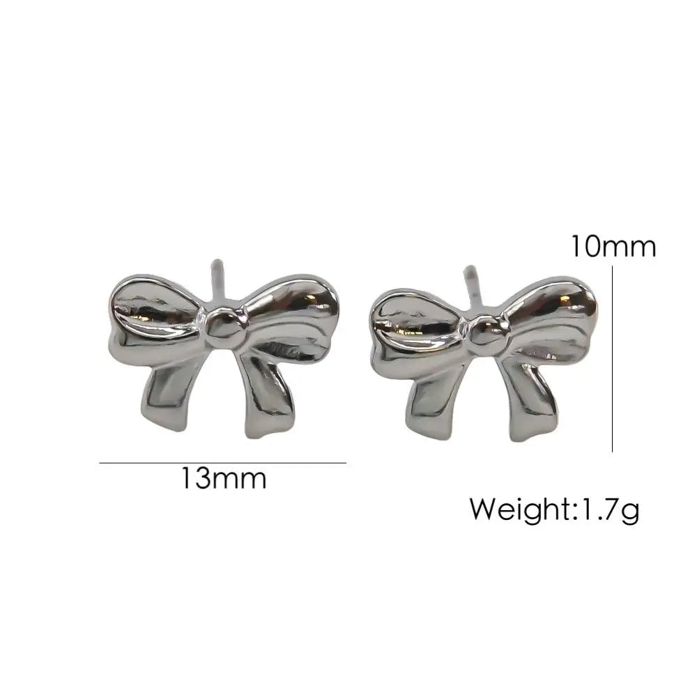 Gold Bow Earrings Set - Stainless Steel 14K Gold Plated-Jewearrings