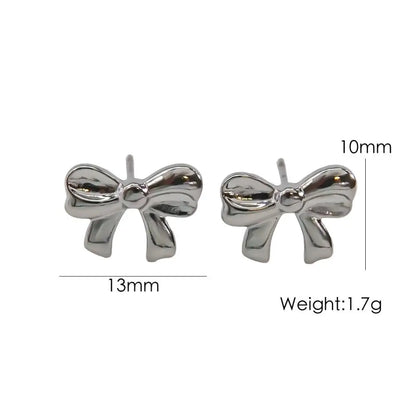 Gold Bow Earrings Set - Stainless Steel 14K Gold Plated-Jewearrings