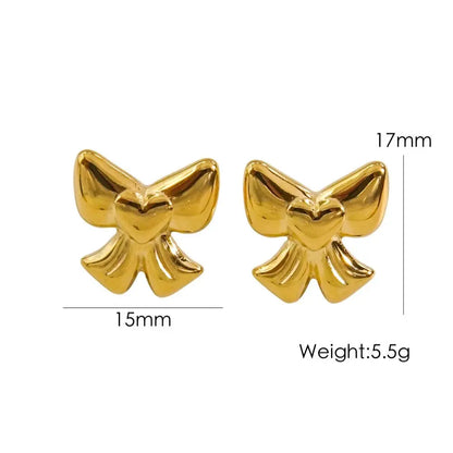 Gold Bow Earrings Set - Stainless Steel 14K Gold Plated-Jewearrings