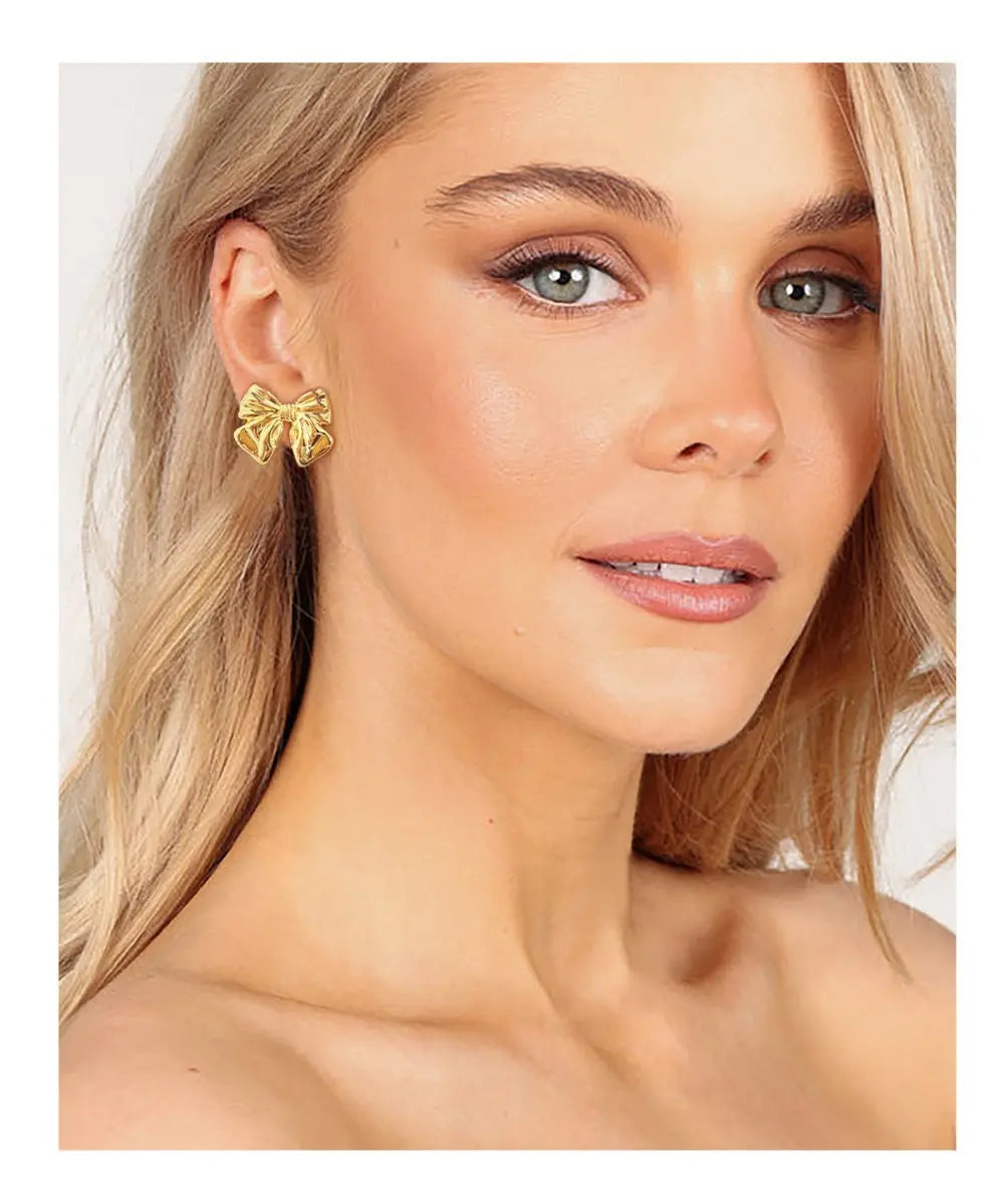 Gold Bow Earrings | Stylish & Chic for Every Occasion-Jewearrings