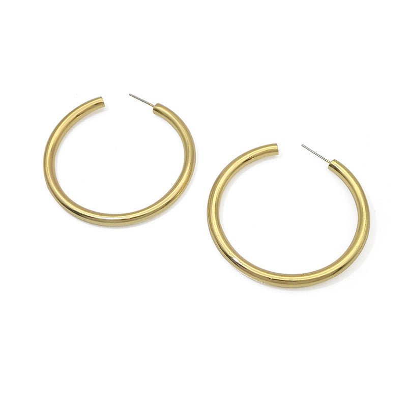 Gold Chunky Hoop Earrings-Jewearrings