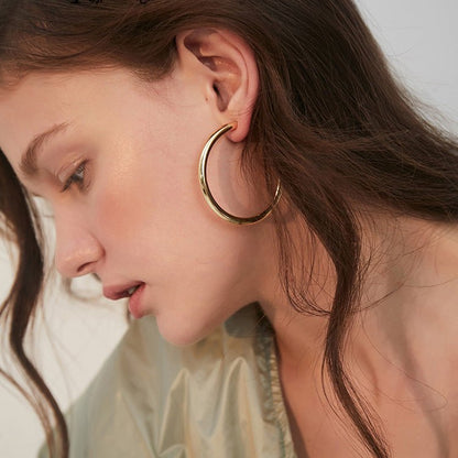 Gold Chunky Hoop Earrings-Jewearrings