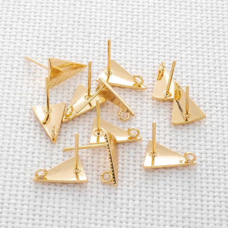 Gold Color Protection 8 12mm Triangle Earrings With Rings-Jewearrings