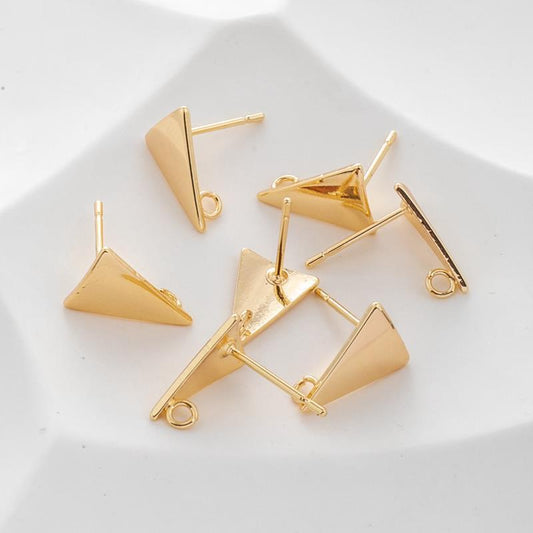 Gold Color Protection 8 12mm Triangle Earrings With Rings-Jewearrings