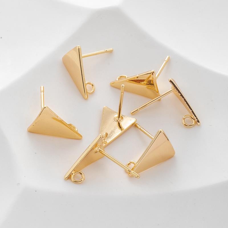 Gold Color Protection 8 12mm Triangle Earrings With Rings-Jewearrings