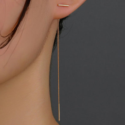 Gold Copper Tube T-tassel Earrings-Jewearrings