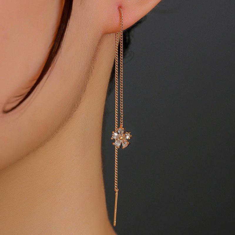 Gold Crown Waterdrop Zircon Tassel Earrings-Jewearrings