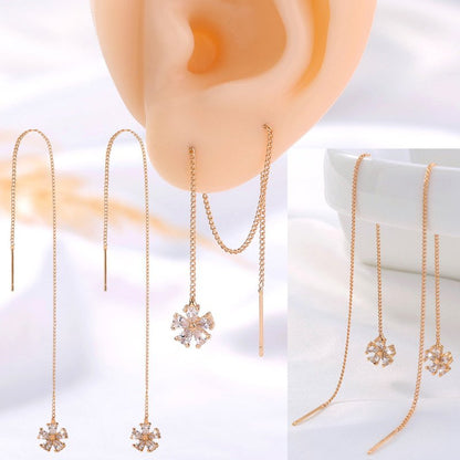 Gold Crown Waterdrop Zircon Tassel Earrings-Jewearrings