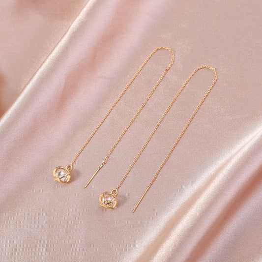 Gold Cutout Round Copper Tassel Pendant Earrings-Jewearrings