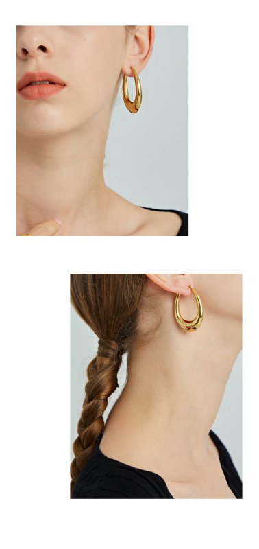 Gold egg-shaped gold earrings-Jewearrings