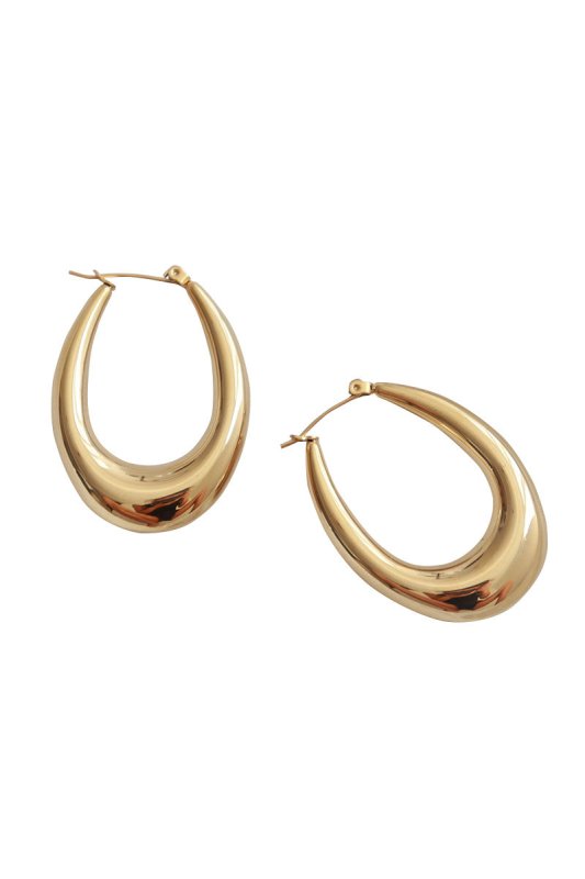 Gold egg-shaped gold earrings-Jewearrings