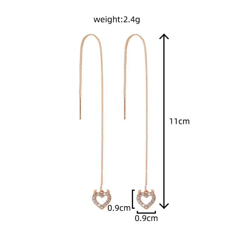 Gold Love Bull Head Copper Micro Inlaid Tassel Pendant Earrings-Jewearrings