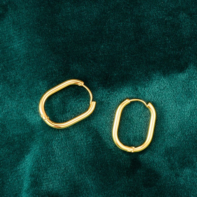 Gold N Round Earrings Simple Fashion Lady-Jewearrings