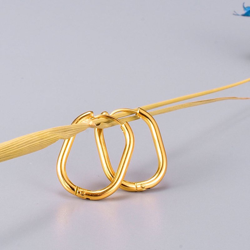 Gold N Round Earrings Simple Fashion Lady-Jewearrings