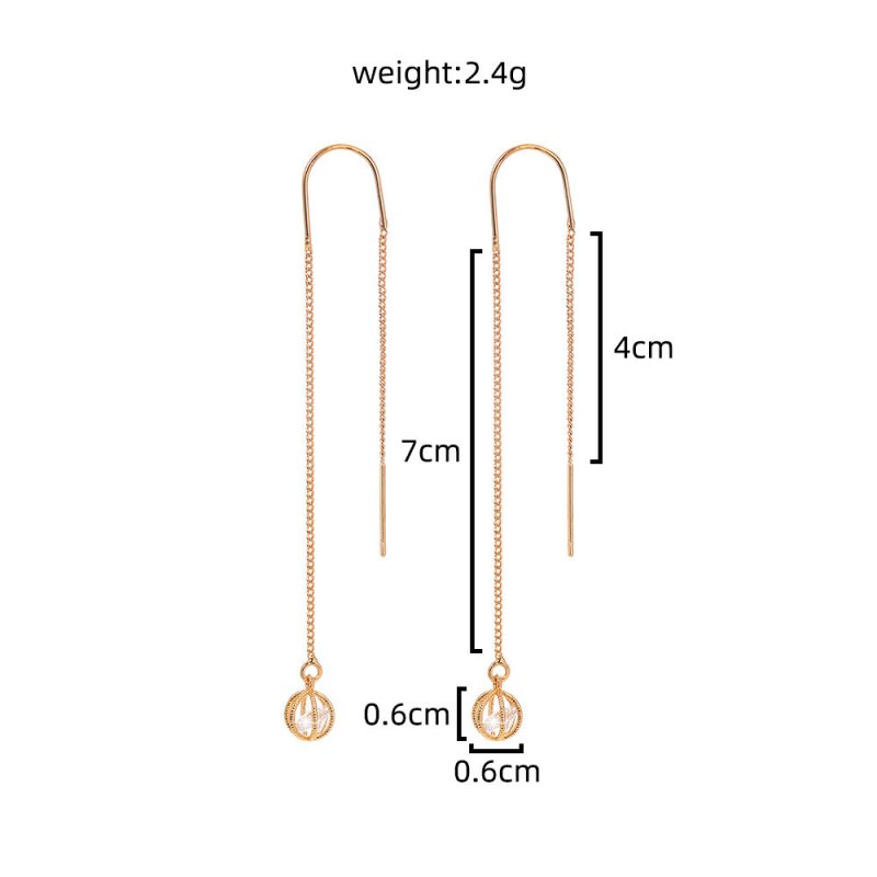 Gold Open Lantern Micro-set Zircon Long Tassel Earrings-Jewearrings