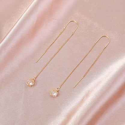 Gold Open Lantern Micro-set Zircon Long Tassel Earrings-Jewearrings