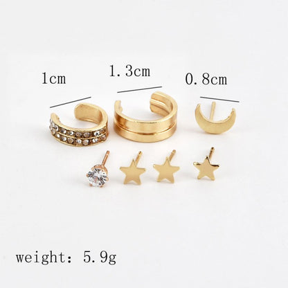 Gold Pentagram Star & Moon Earrings-Jewearrings