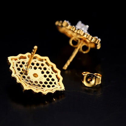 Gold Plated Chunky Stud Earrings In S925 Silver-Jewearrings