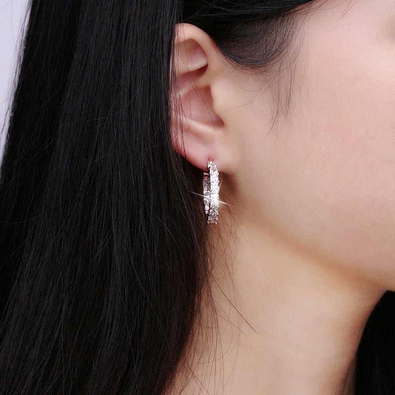 Gold-plated Copper Fashion Earrings, Diamond-set Zircons, Thin Earrings For Women-Jewearrings