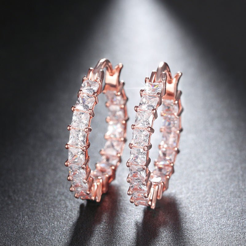 Gold-plated Copper Fashion Earrings, Diamond-set Zircons, Thin Earrings For Women-Jewearrings