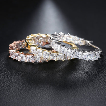 Gold-plated Copper Fashion Earrings, Diamond-set Zircons, Thin Earrings For Women-Jewearrings