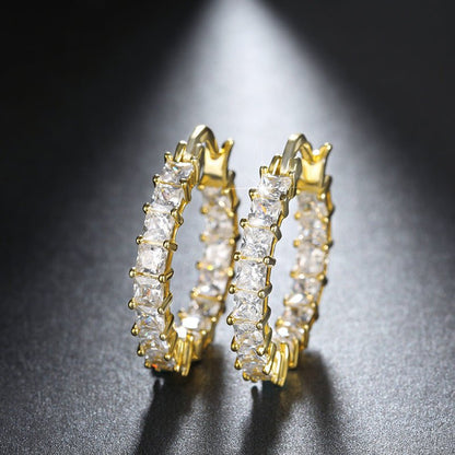 Gold-plated Copper Fashion Earrings, Diamond-set Zircons, Thin Earrings For Women-Jewearrings