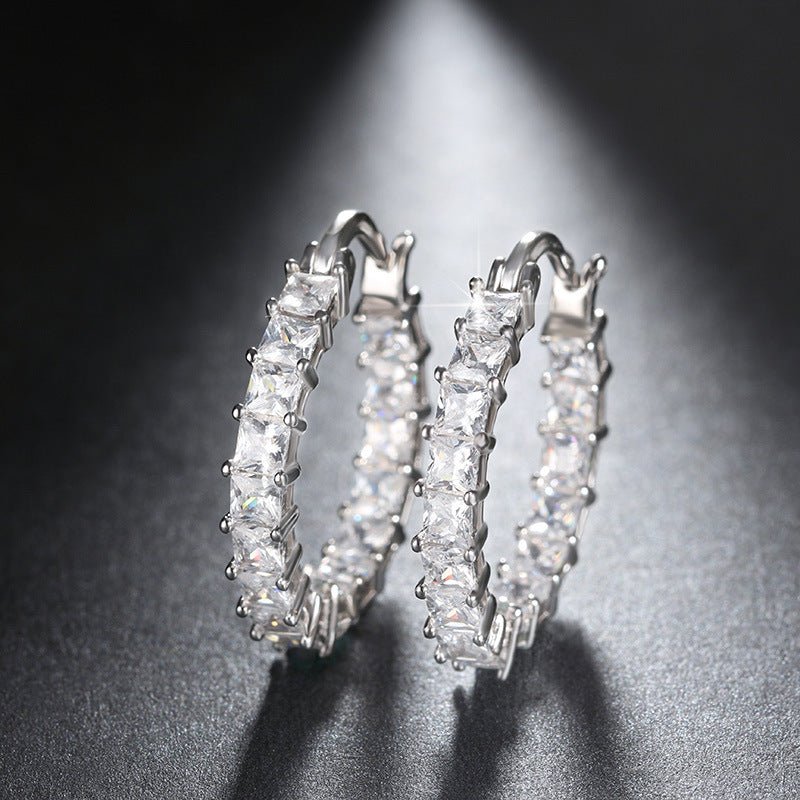 Gold-plated Copper Fashion Earrings, Diamond-set Zircons, Thin Earrings For Women-Jewearrings