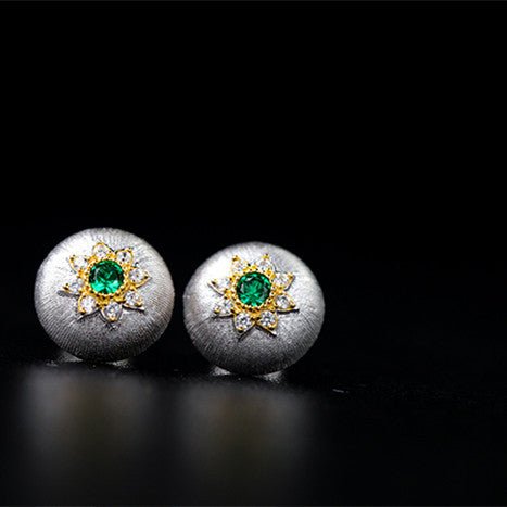 Gold Plated Delicate Brushed And Zirconia Stud Earrings In S925 Silver For Women-Jewearrings