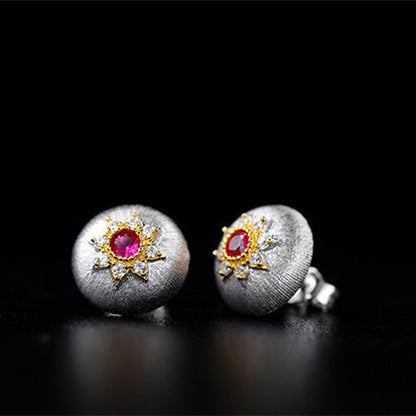 Gold Plated Delicate Brushed And Zirconia Stud Earrings In S925 Silver For Women-Jewearrings